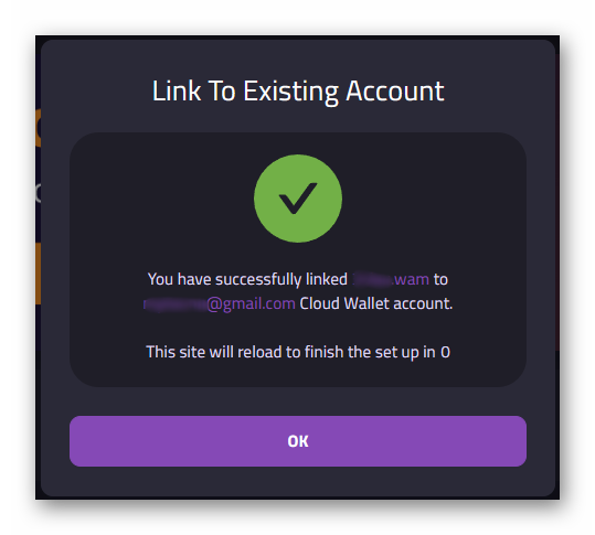 My Cloud Wallet Success Message