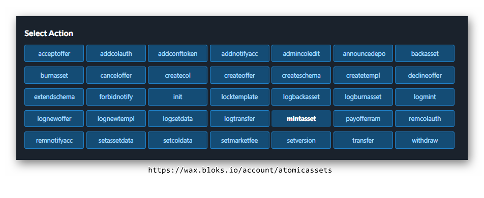 AtomicAsssets Actions