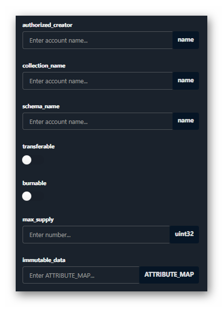 AtomicAsssets createschema