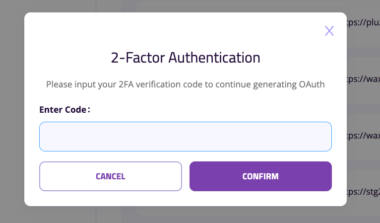 Input 2FA Code
