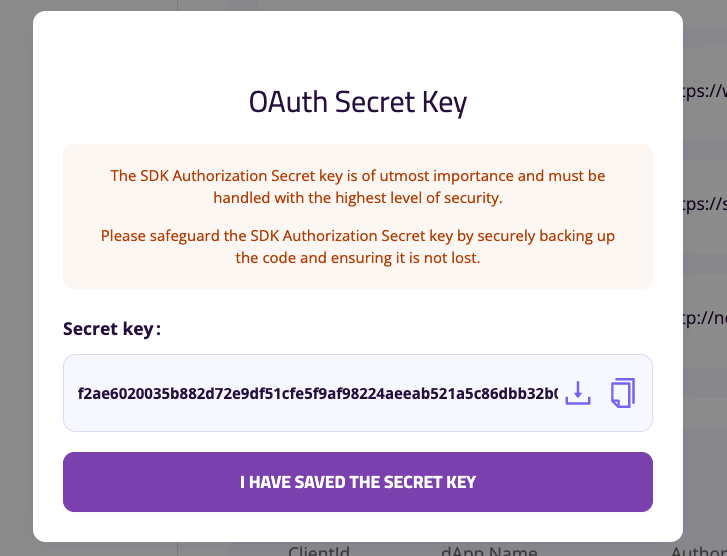 View oAuth Secret Key